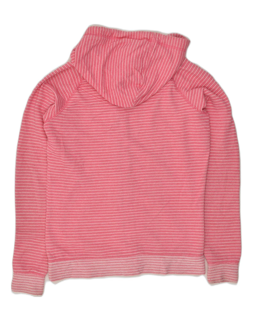 JOULES Womens Loose Fit Zip Hoodie Sweater UK 10 Small Pink Striped Cotton | Vintage Joules | Thrift | Second-Hand Joules | Used Clothing | Messina Hembry 