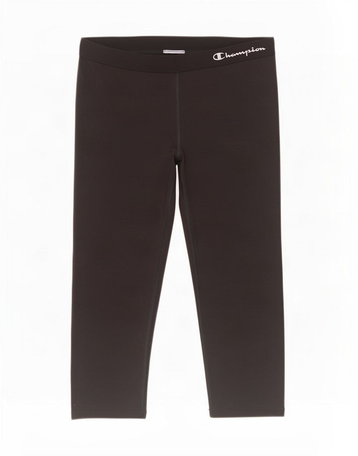 Champion Womens Graphic Capri Leggings UK 14 Medium Black