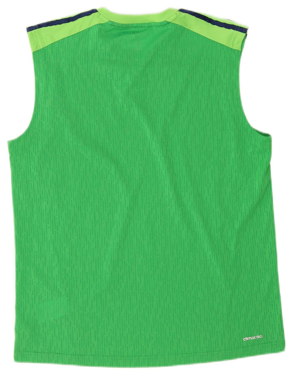 Adidas Mens Climacool Vest Top Large Green Colourblock Polyester