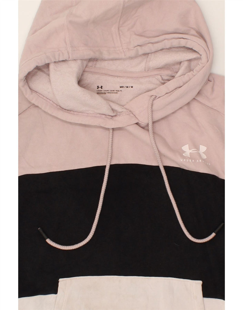 UNDER ARMOUR Womens Hoodie Jumper UK 14 Medium Pink Colourblock Cotton | Vintage Under Armour | Thrift | Second-Hand Under Armour | Used Clothing | Messina Hembry 