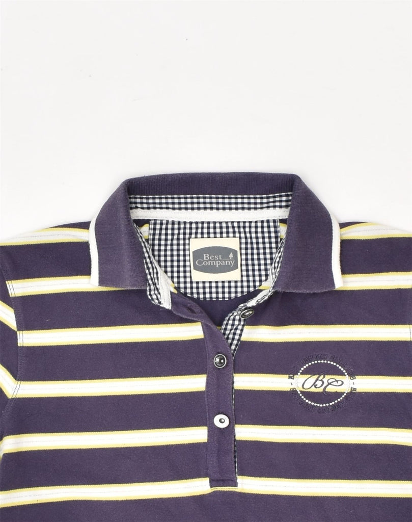 BEST COMPANY Womens Polo Shirt UK 8 Small Purple Striped Cotton | Vintage Best Company | Thrift | Second-Hand Best Company | Used Clothing | Messina Hembry 