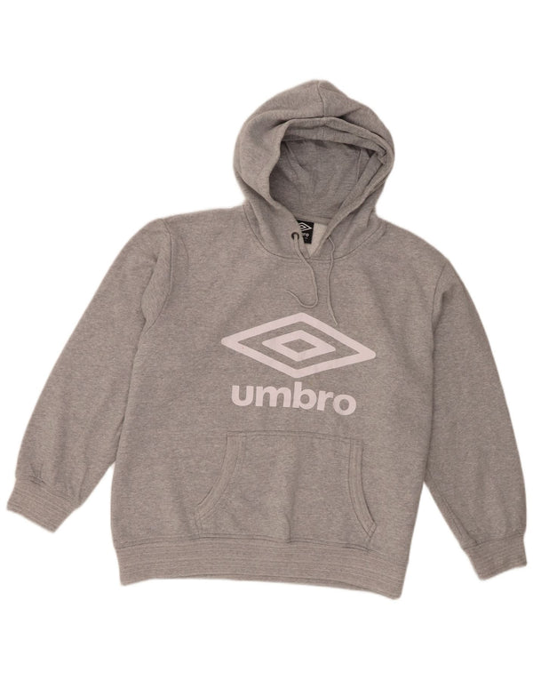 Umbro Mens Graphic Hoodie Jumper Large Grey Flecked Cotton