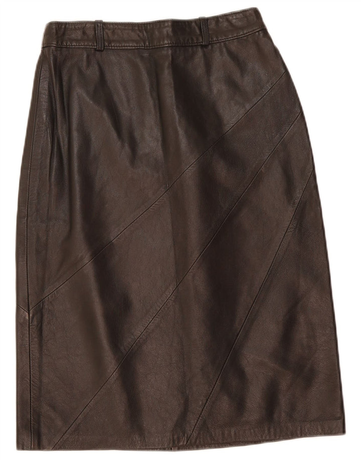Vintage Womens Leather Skirt W26 Small  Black Leather
