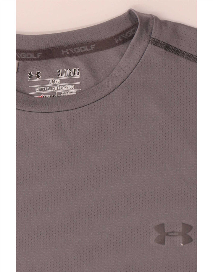 Under Armour Mens Heat Gear T-Shirt Top XL Grey Polyester