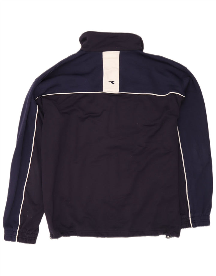Diadora Mens Tracksuit Top Jacket UK 38 Medium Navy Blue Colourblock