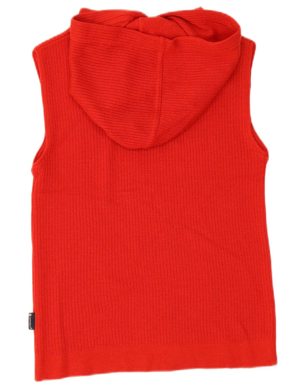 Superga Womens Crop Hooded Vest Tank Top UK 10 Small Red Wool
