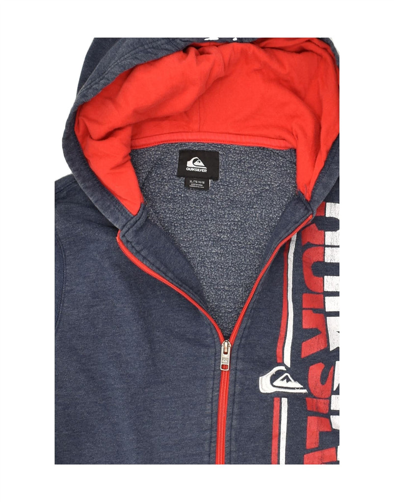 QUIKSILVER Boys Graphic Zip Hoodie Sweater 14-15 Years XL  Navy Blue | Vintage Quiksilver | Thrift | Second-Hand Quiksilver | Used Clothing | Messina Hembry 