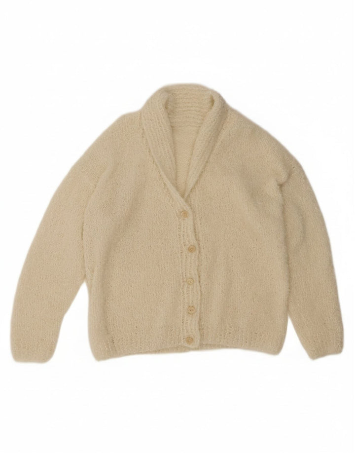 VINTAGE Womens Oversized Cardigan Sweater UK 16 Large Off White