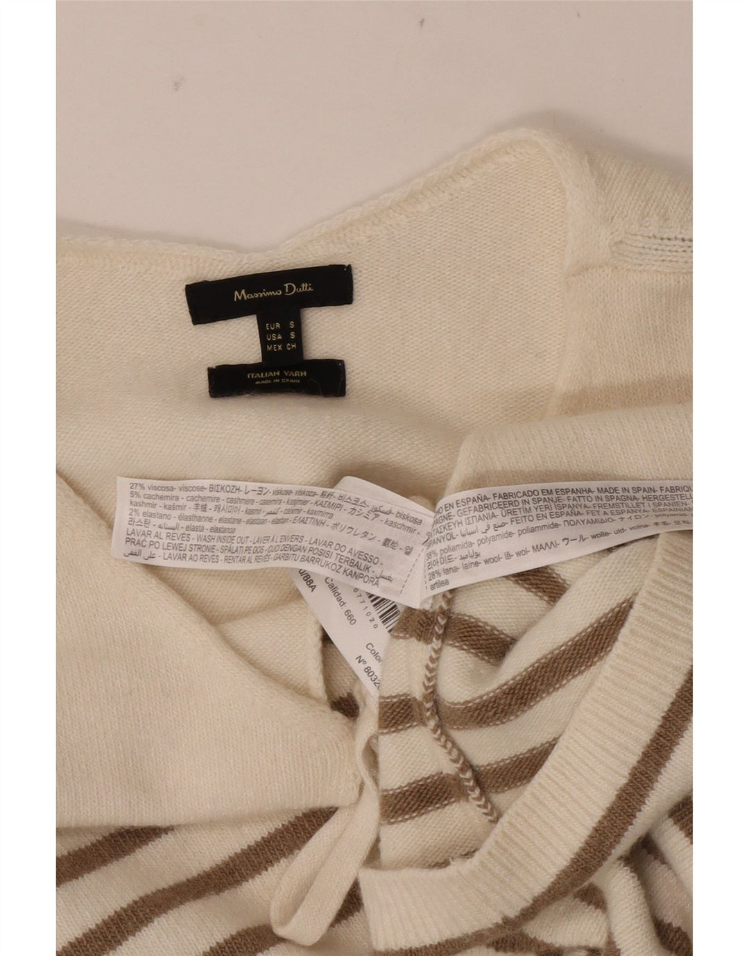 Massimo Dutti Womens Crop Boat Neck Jumper Sweater UK 10 Small White