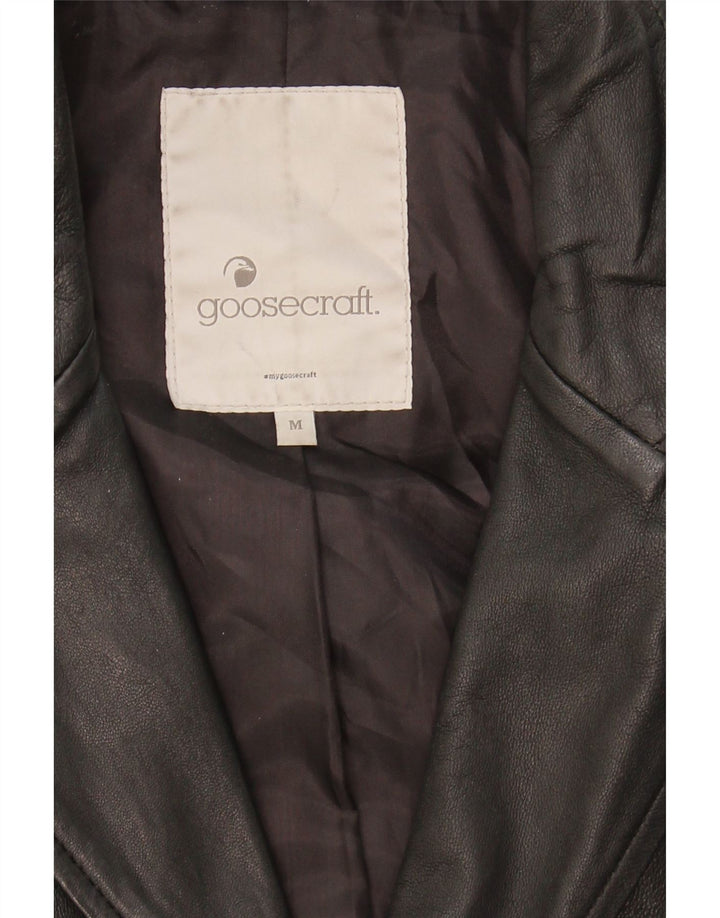 VINTAGE Mens Leather Coat UK 38 Medium Black Leather Vintage Vintage and Second-Hand Vintage from Messina Hembry 