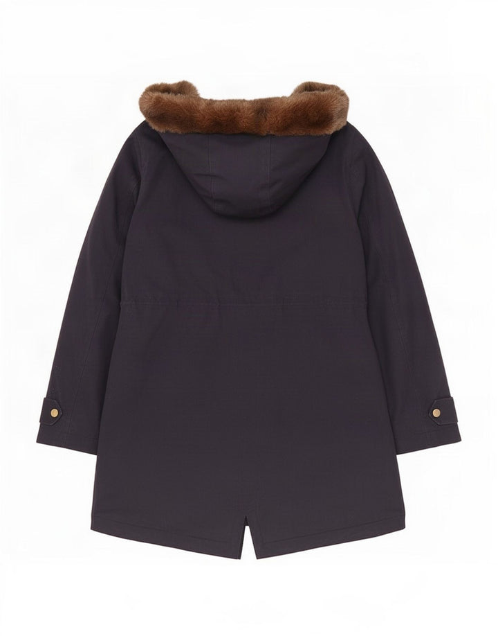 Jules Womens Hooded Parka Jacket UK 10 Small Navy Blue Cotton