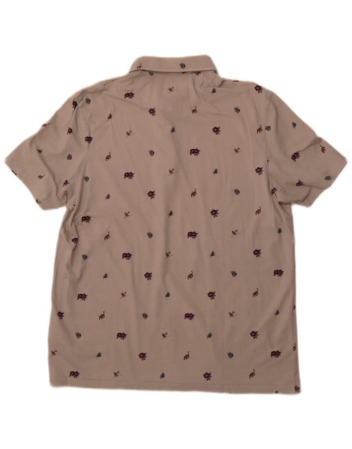 TED BAKER Mens Polo Shirt Size 5 XL Grey Floral Cotton