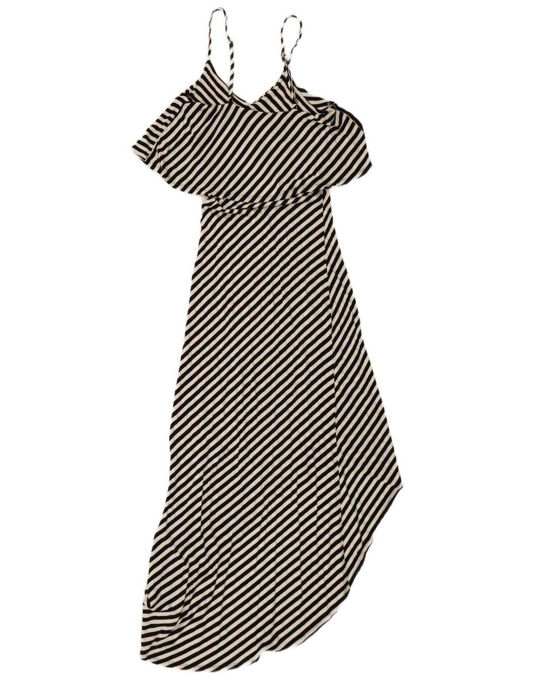 Mossimo Womens Sleeveless Maxi Asymmetrical Dress UK 8 Small Black Striped