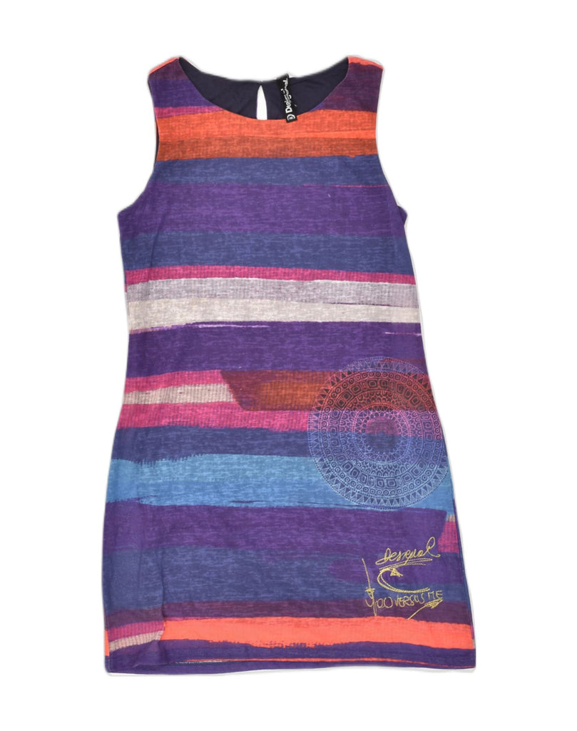 DESIGUAL Womens Sleeveless Sheath Dress UK 12 Medium Multicoloured Striped | Vintage Desigual | Thrift | Second-Hand Desigual | Used Clothing | Messina Hembry 