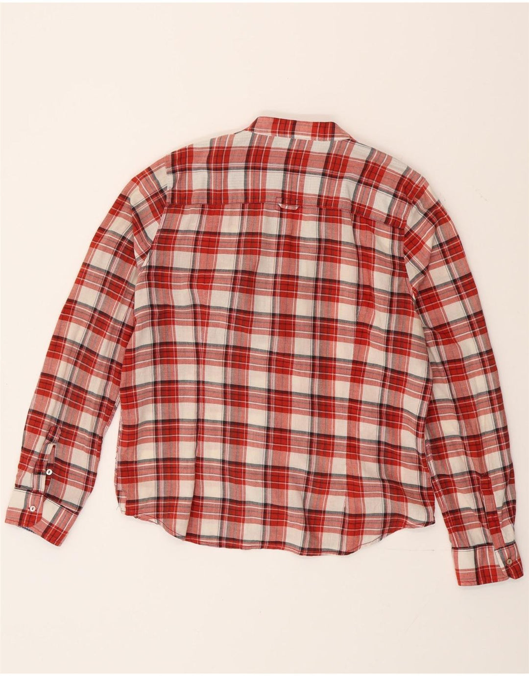 Zara Womens Ruffle Front Shirt UK 18 XL Red Check Cotton