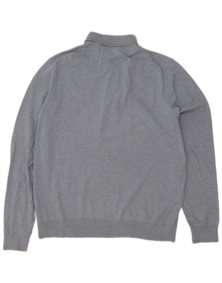 Marks & Spencer Mens Polo Neck Jumper Sweater Medium Blue Cotton