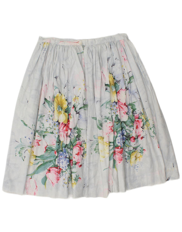 Vintage Womens Pleated A-Line Skirt W30 Medium White Floral