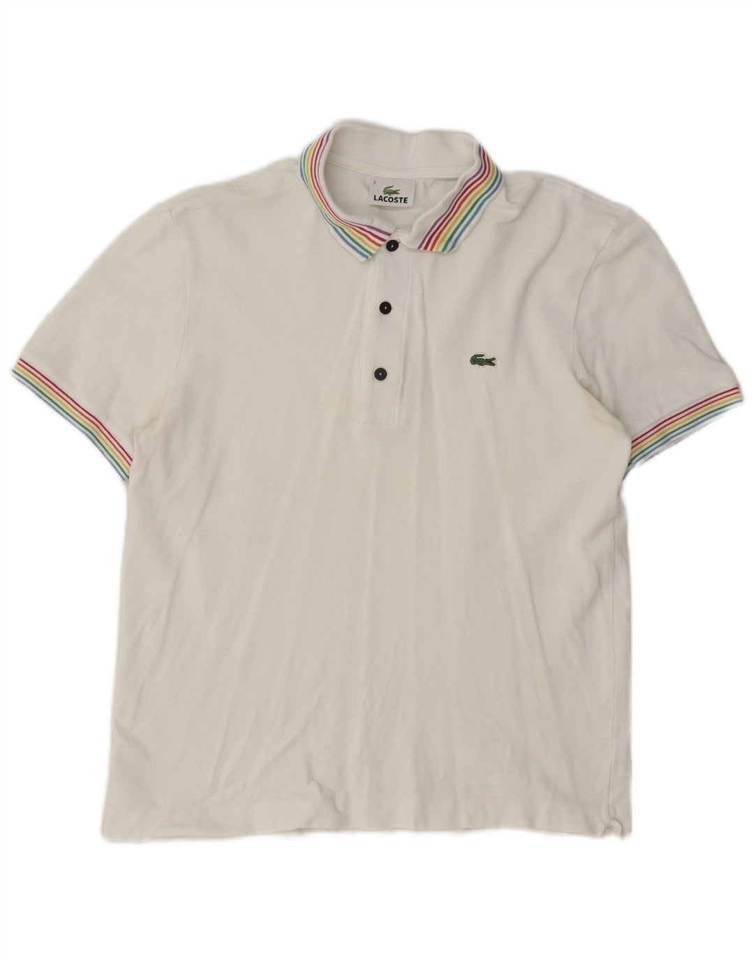 Lacoste Mens Polo Shirt Size 3 Small White Cotton