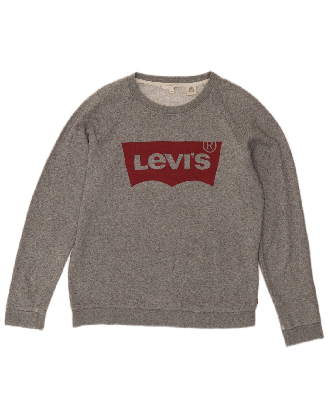 Levi's Womens Graphic Oversized Sweatshirt Jumper UK 6 XS Grey Flecked