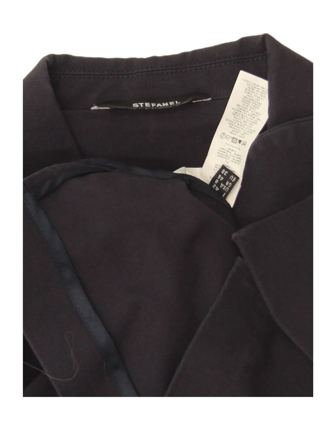 Stefanel Womens Crop 3 Button Blazer Jacket EU 38 Medium Navy Blue Cotton