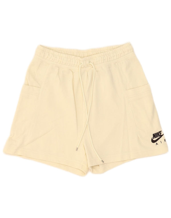 Nike Womens Sport Shorts UK 8 Small Beige Cotton