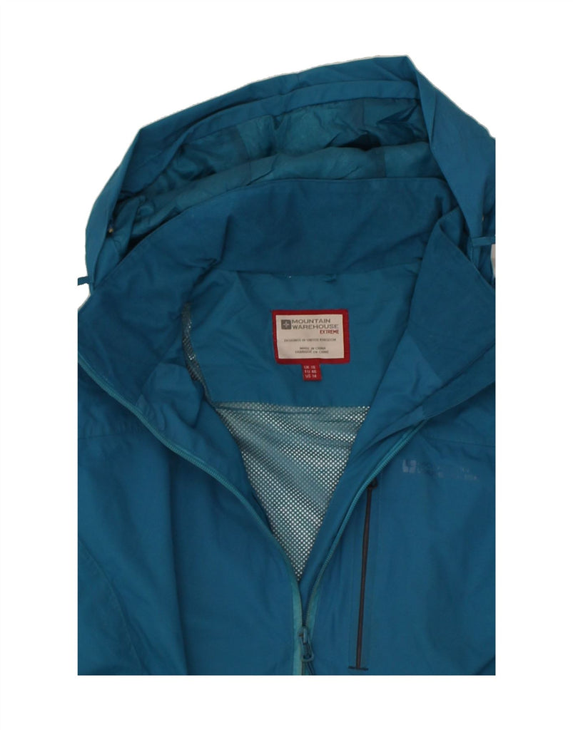 MOUNTAIN WAREHOUSE Womens Hooded Rain Jacket UK 18 XL Blue Nylon | Vintage Mountain Warehouse | Thrift | Second-Hand Mountain Warehouse | Used Clothing | Messina Hembry 