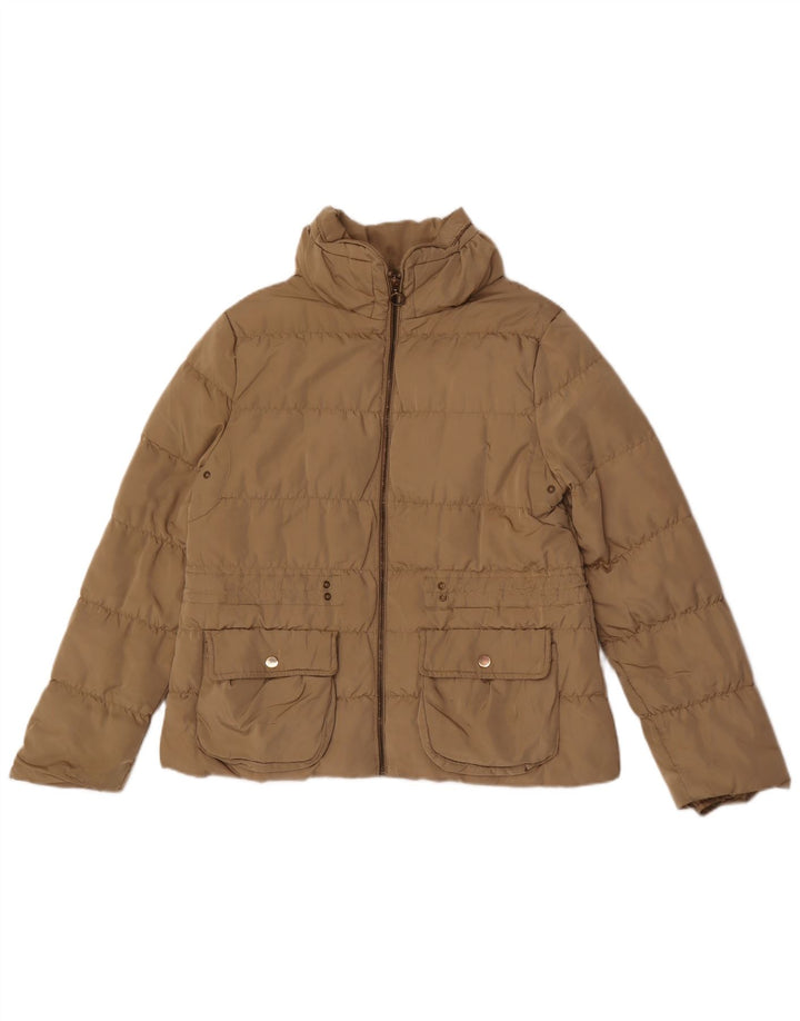 Zara Womens Padded Jacket UK 18 XL Beige Polyester
