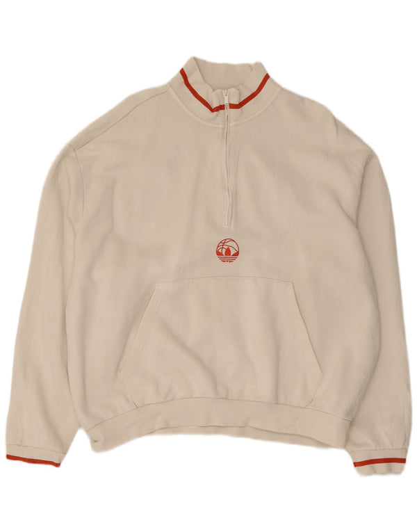 Adidas Mens Zip Neck Sweatshirt Jumper XL White Cotton