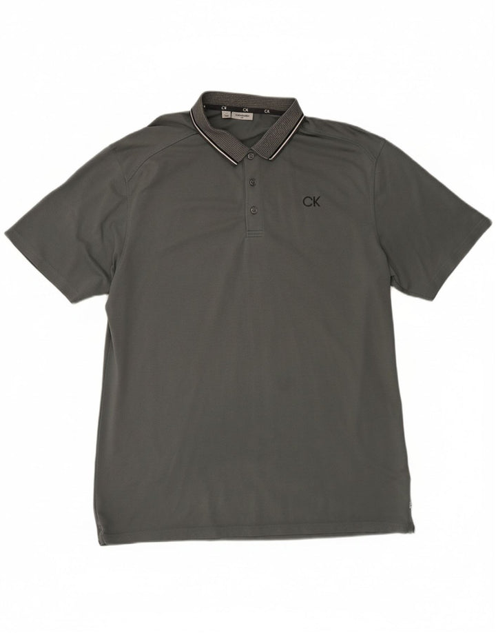 CALVIN KLEIN Mens Golf Polo Shirt XL Grey Cotton