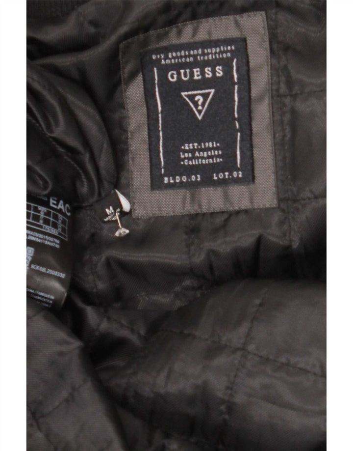 Guess Mens Bomber Jacket UK 38 Medium Black Polyester