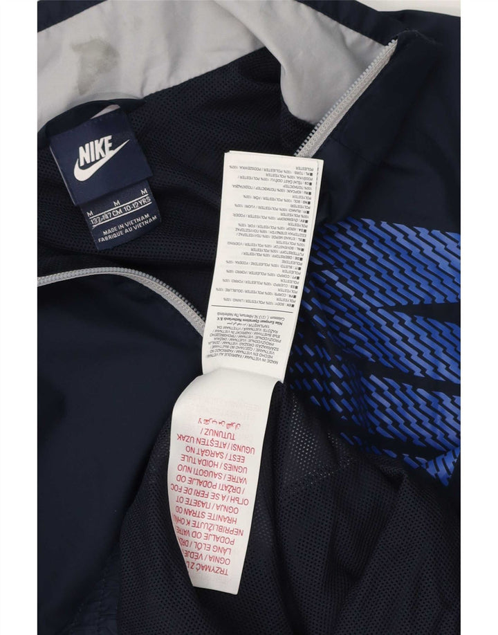 Nike Boys Tracksuit Top Jacket 10-11 Years Medium Navy Blue Colourblock