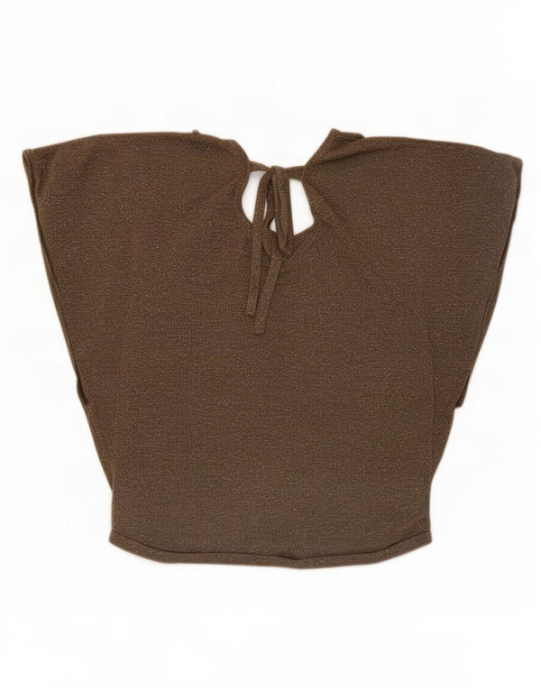 Oasis Womens Blouse Top UK 10 Small Khaki Flecked Viscose