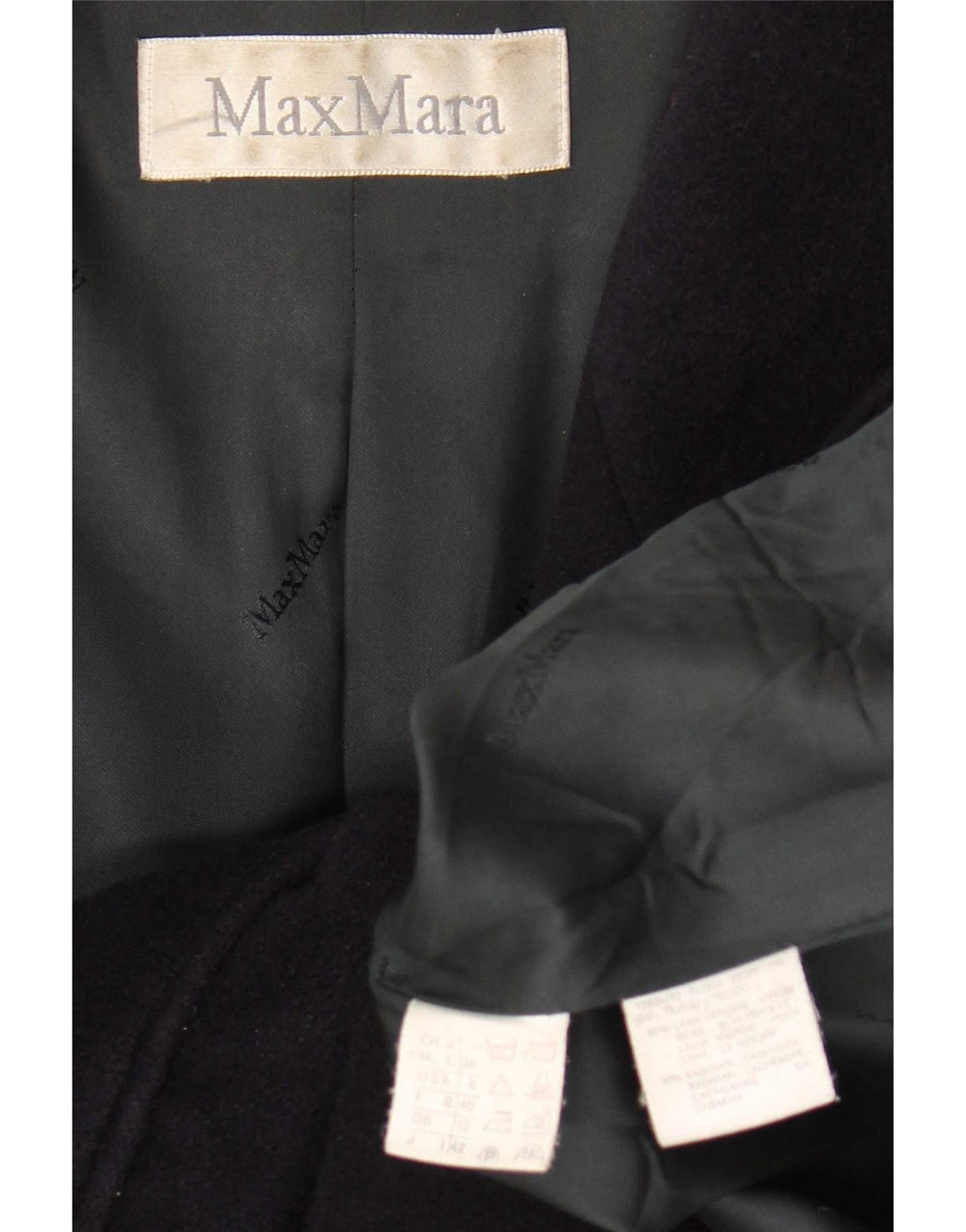 Max Mara Womens Oversized Double Breasted Coat UK 12 Medium Navy Blue Wool