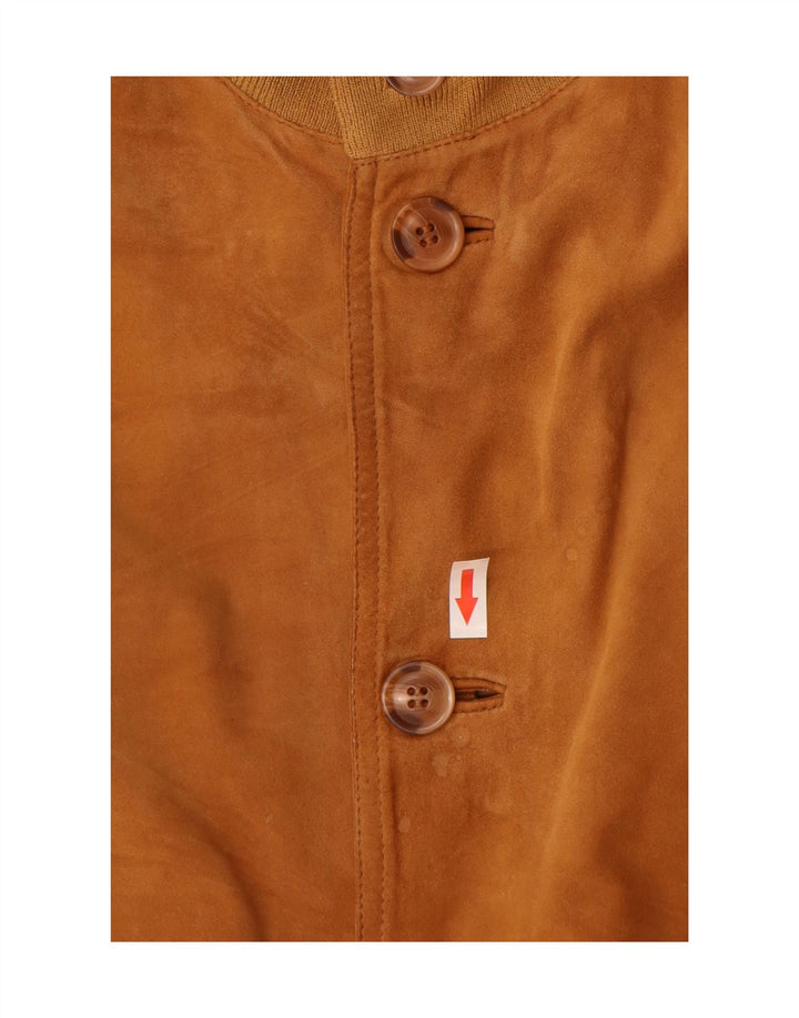 Luca D'altieri Mens Suede Bomber Jacket IT 50 Large Beige Leather