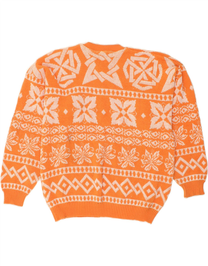 C&A Mens Crew Neck Jumper Sweater EU 48 2XL Orange Fair Isle Acrylic Vintage C&A and Second-Hand C&A from Messina Hembry 