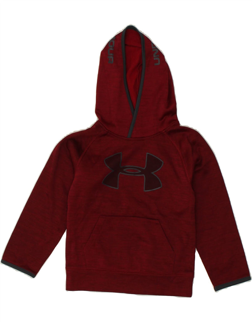 UNDER ARMOUR Boys Graphic Hoodie Jumper 4-5 Years Maroon Polyester | Vintage Under Armour | Thrift | Second-Hand Under Armour | Used Clothing | Messina Hembry 