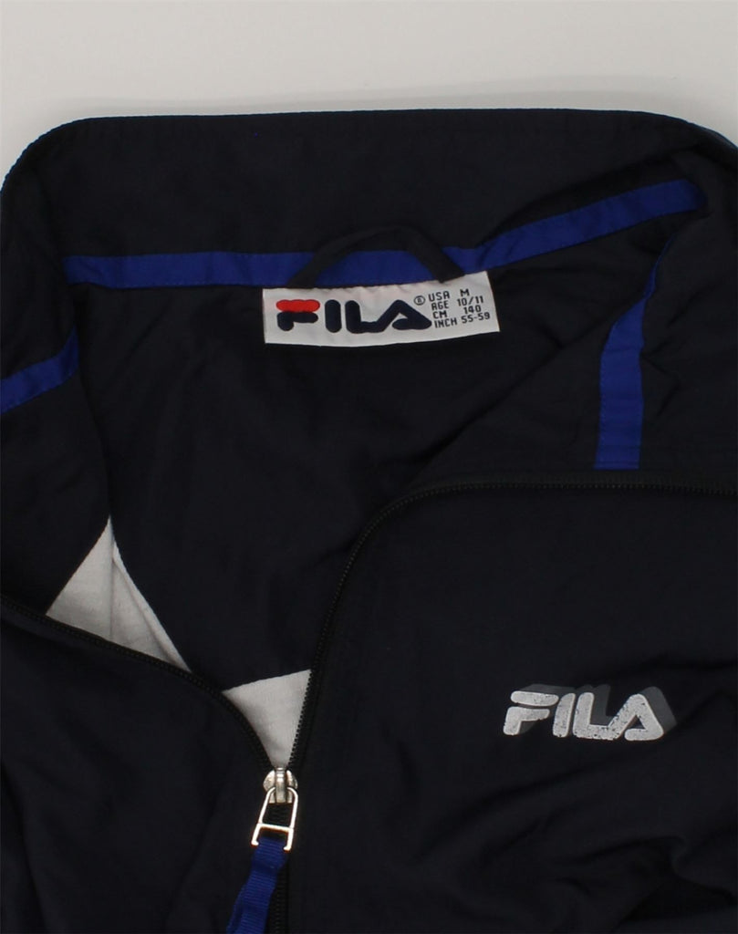 FILA Boys Rain Jacket 10-11 Years Navy Blue Colourblock | Vintage Fila | Thrift | Second-Hand Fila | Used Clothing | Messina Hembry 