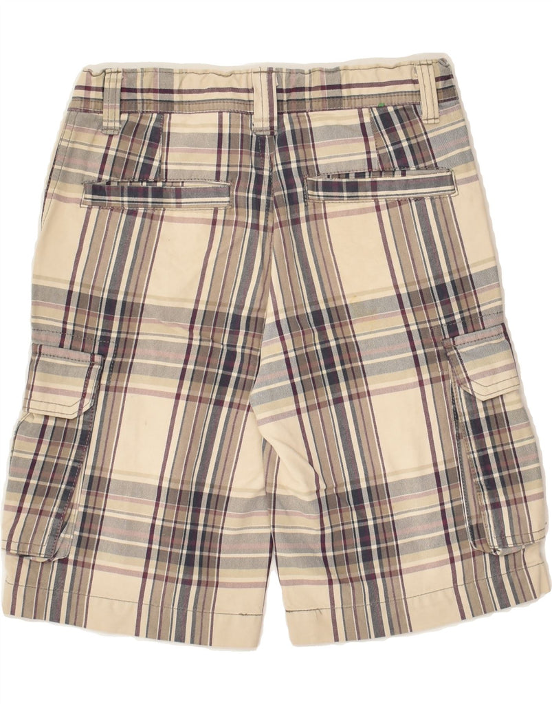 BENETTON Boys Cargo Shorts 7-8 Years W24  Beige Check Cotton | Vintage Benetton | Thrift | Second-Hand Benetton | Used Clothing | Messina Hembry 