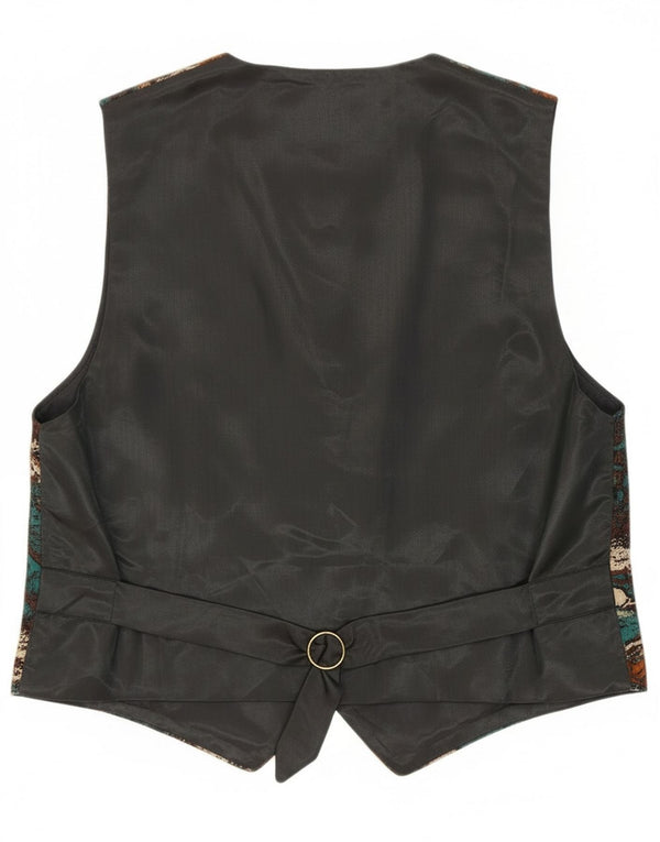 Vintage Womens Abstract Pattern Waistcoat UK 14 Medium Multicoloured