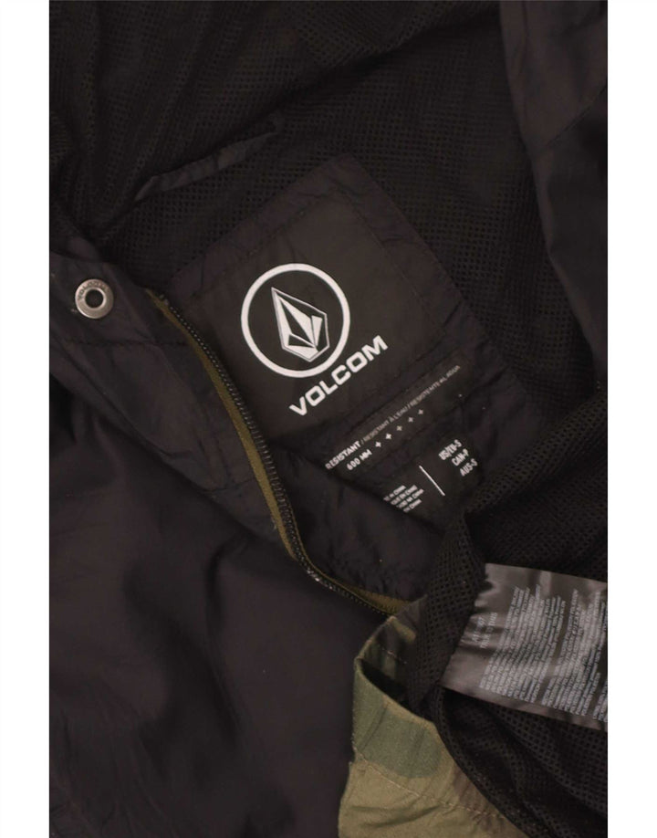 Volcom Mens Hooded Rain Jacket UK 36 Small Black Camouflage Nylon