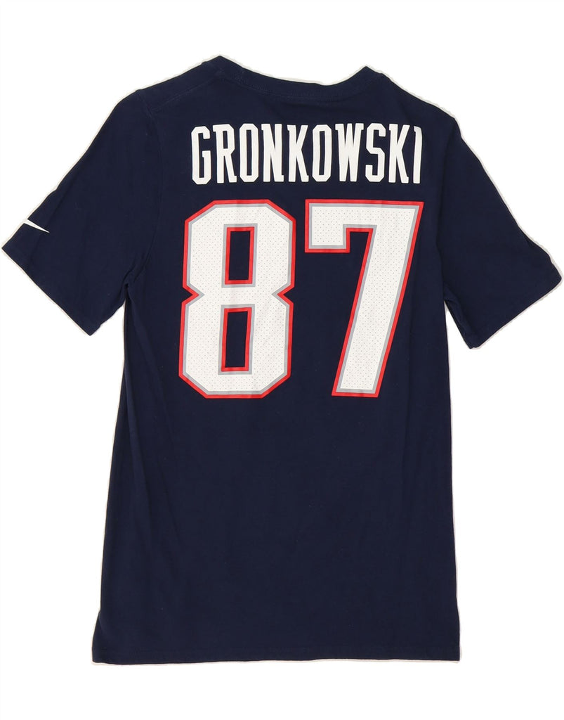 NIKE Boys Patriots Graphic T-Shirt Top 13-14 Years Large Navy Blue Cotton Vintage Nike and Second-Hand Nike from Messina Hembry 