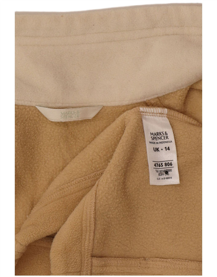 Marks & Spencer Womens Fleece Jacket UK 14 Large Beige Polyester
