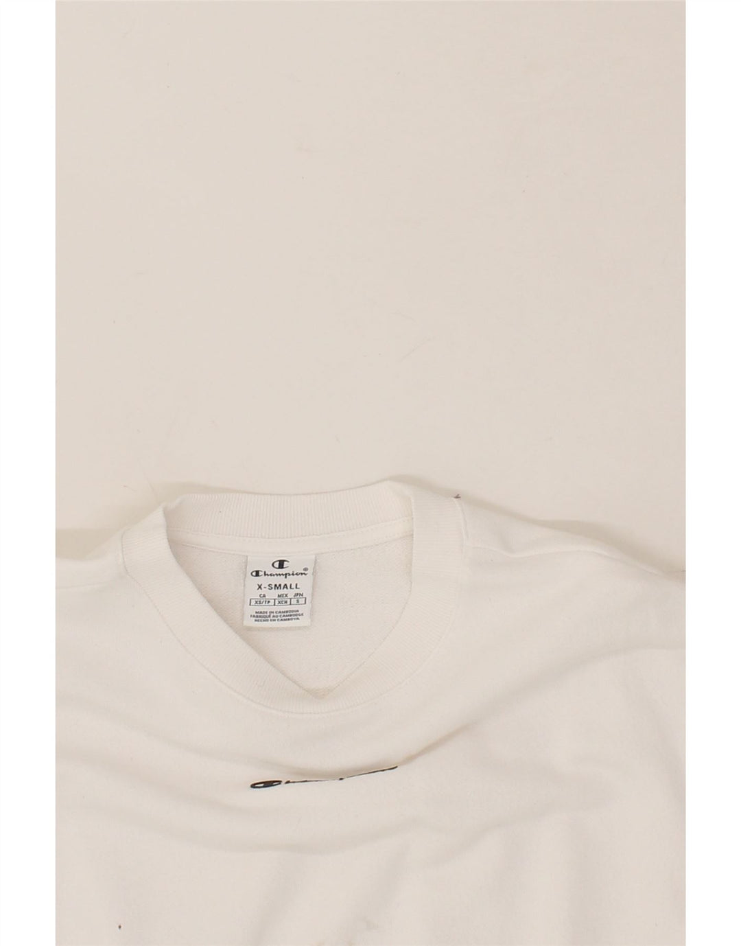 CHAMPION Womens Crop Sweatshirt Jumper UK 6 XS White Cotton Vintage Champion and Second-Hand Champion from Messina Hembry 