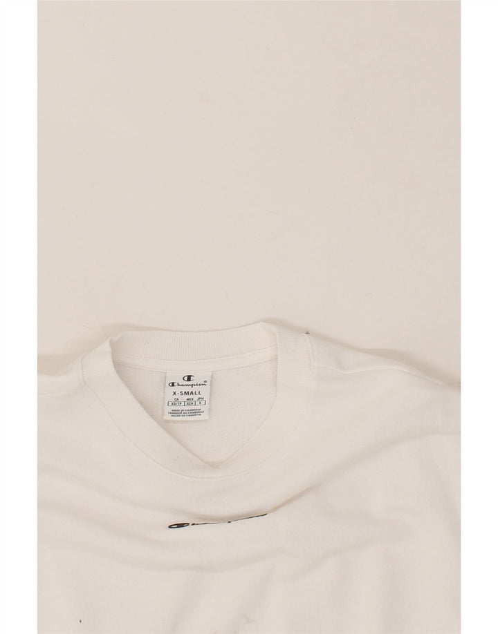 CHAMPION Womens Crop Sweatshirt Jumper UK 6 XS White Cotton Vintage Champion and Second-Hand Champion from Messina Hembry 