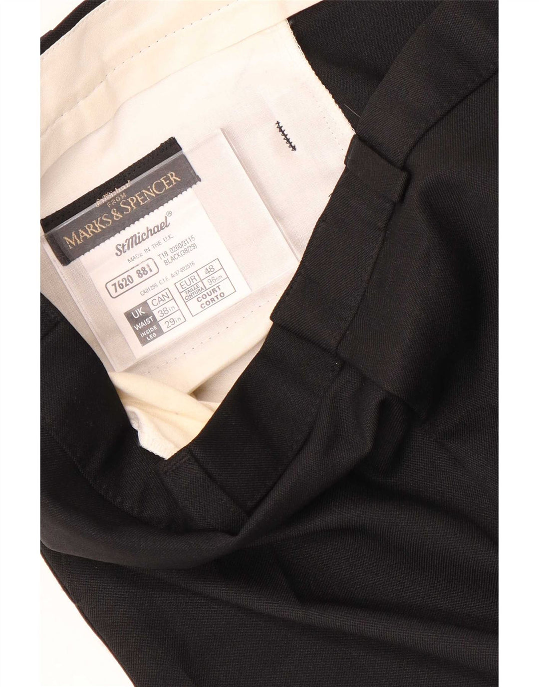 Marks & Spencer Mens Straight Chino Trousers W38 L29 Black Polyester