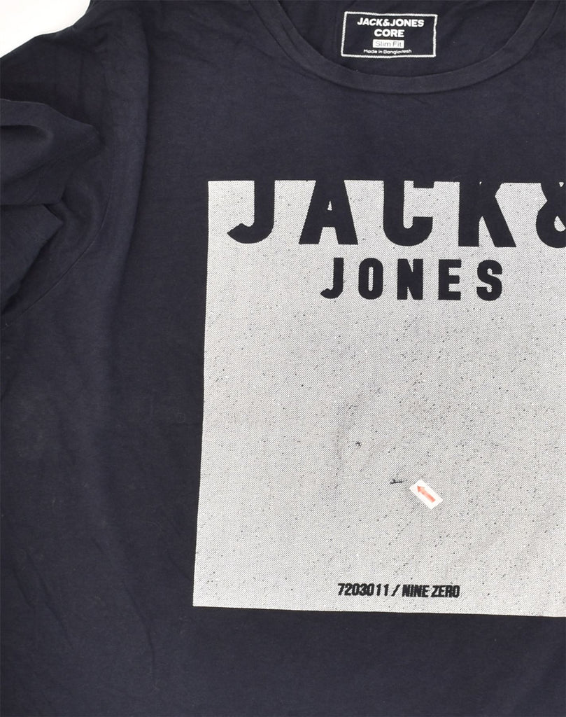 JACK & JONES Mens Graphic T-Shirt Top XL Navy Blue Cotton | Vintage Jack & Jones | Thrift | Second-Hand Jack & Jones | Used Clothing | Messina Hembry 