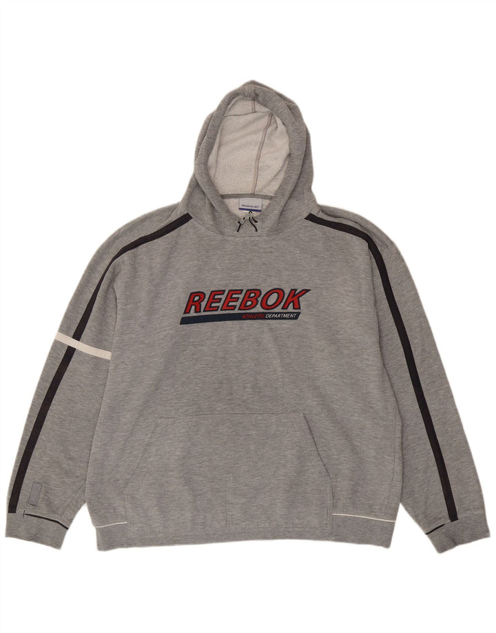 Reebok Mens Graphic Hoodie Jumper XL Grey Flecked Polyester