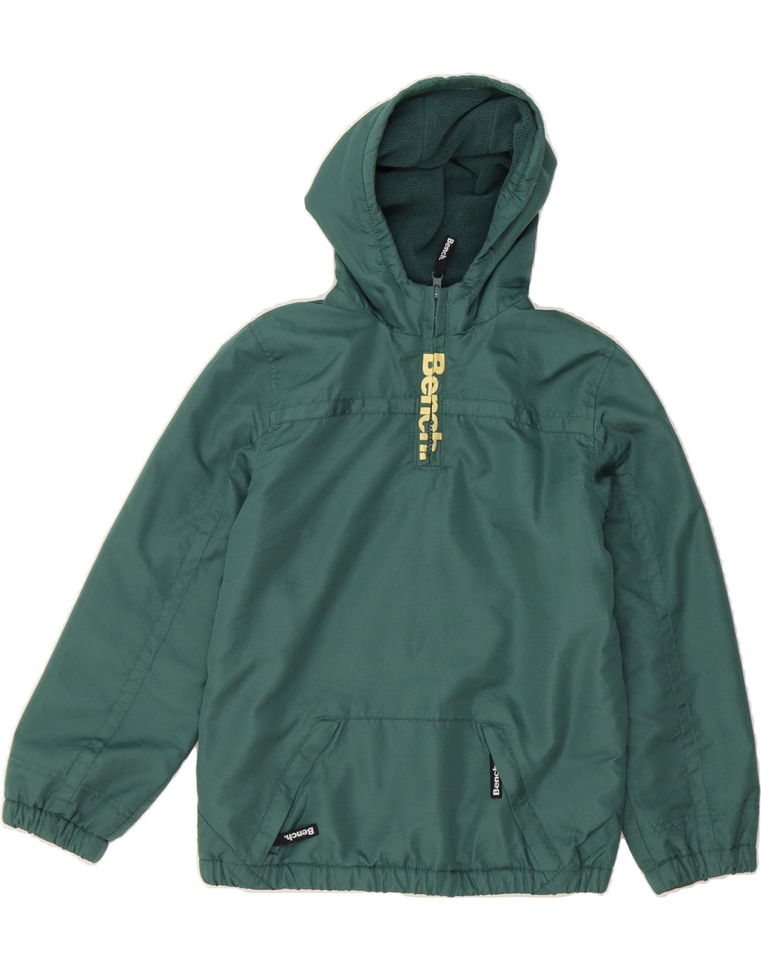 BENCH Boys Hooded Graphic Anorak Jacket 10-11 Years Green Polyester Vintage Bench and Second-Hand Bench from Messina Hembry 
