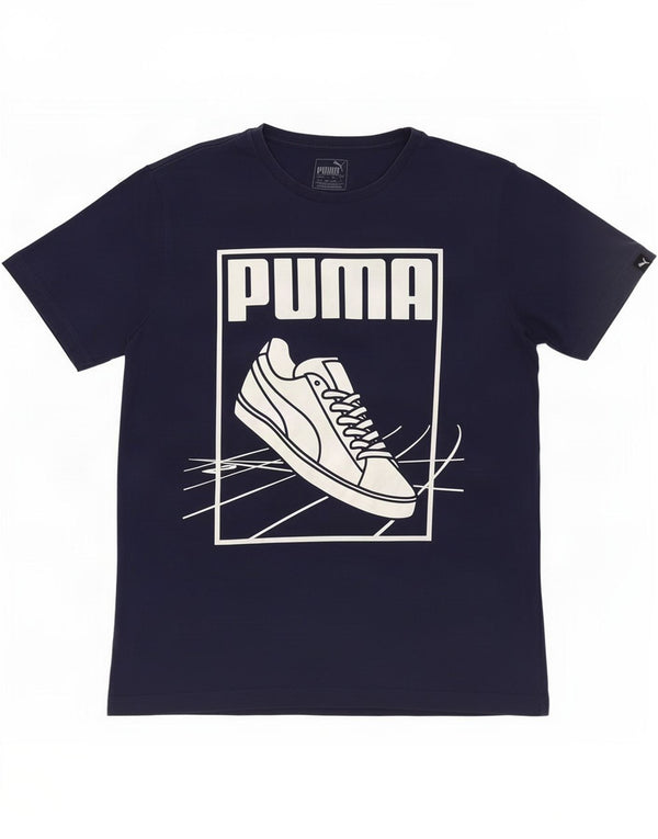 Puma Mens Graphic T-Shirt Top Medium Navy Blue Cotton