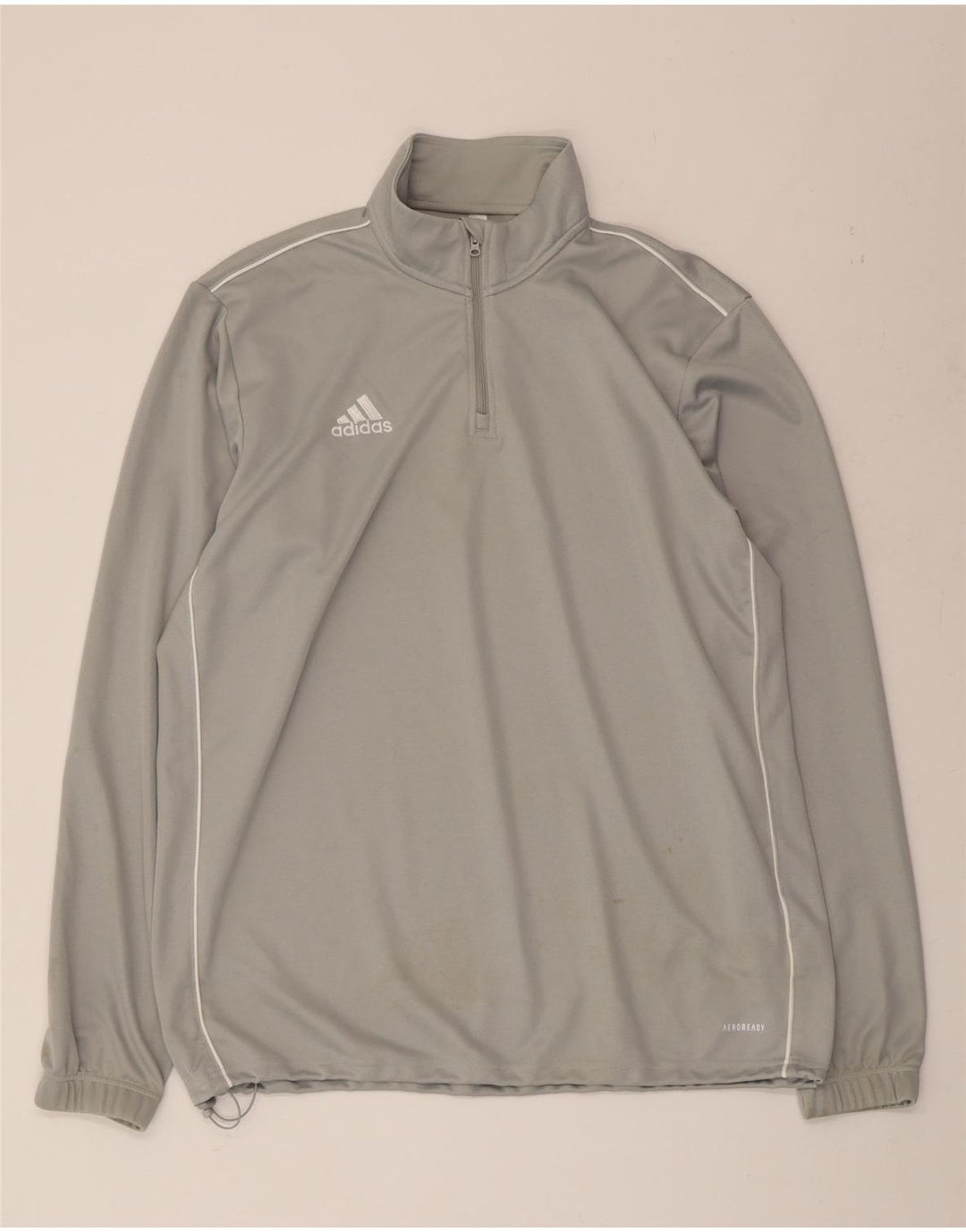 ADIDAS Mens Aeroready Zip Neck Pullover Tracksuit Top XL Grey Polyester